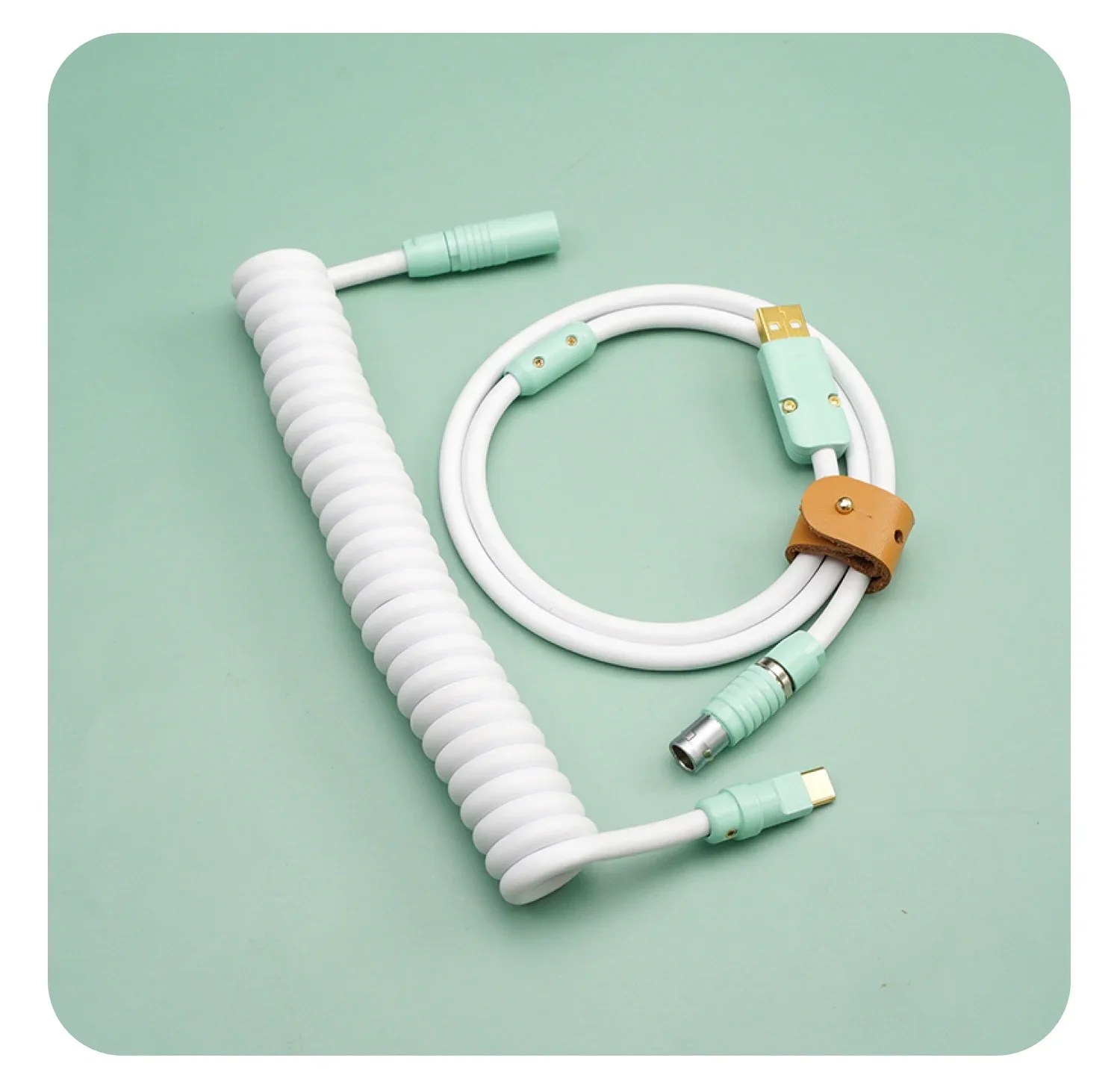 GC Manual Custom Mechanical Keyboard Data line Rubber Spring Contraction Rear Tiffany Hardware Rubber white