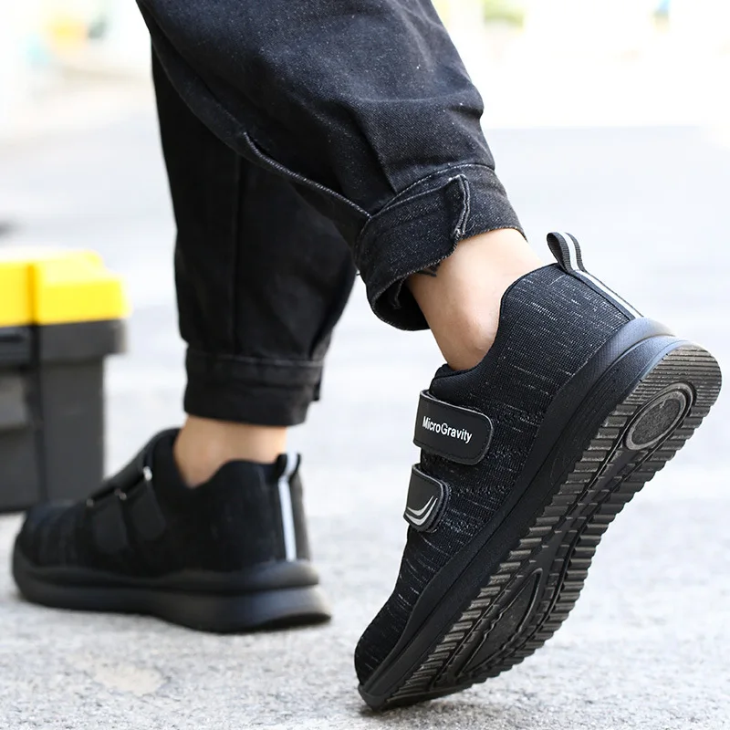 mens fashion breathable steel toe cap shoes air mesh summer work boots outdoors worker safety sneakers security footwear protect image 5