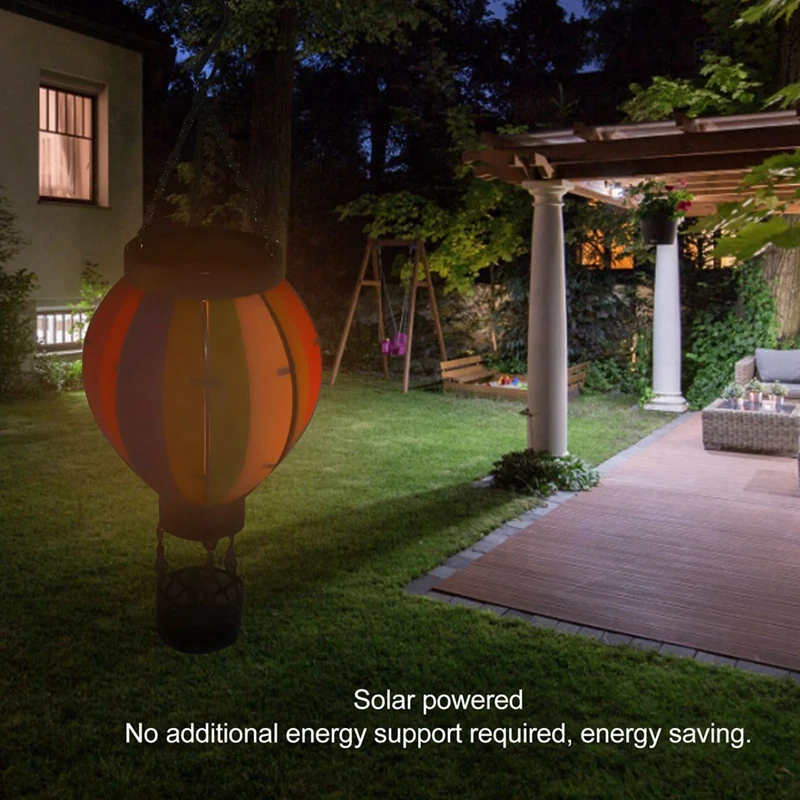 TKOH-Art & Gift Solar Hot Air Balloon Lantern - Hanging Solar-Powered LED Lights, Waterproof Portable Decorative