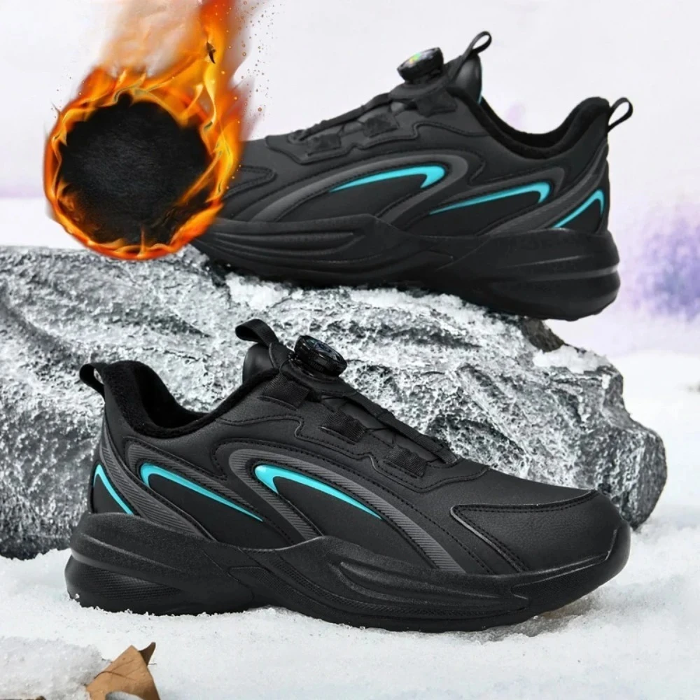 

Couple's 2026 Swivel Button Autumn Winter Plush Shoes Leather Warm Footwear Fashion Trends Sports Running Shoes Large Size 36-48
