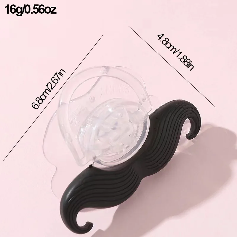 0-36 months old quirky curly beard baby pacifier with pull tab, with lid but no chain, making parenting more joyful