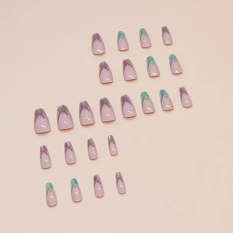 24 Stuks Lange Ballerina Nep Nagels Franse Kristal Valse Nagels Volledige Dekking Nagel Tips Druk Op Nagels Diy Afneembare Nail Art