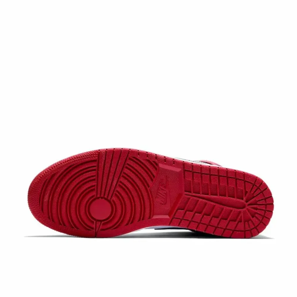 Nike red white colorway Air Jordan 1 MID men's fashion basketball shoes comfortable non-slip wear sports shoes image 6