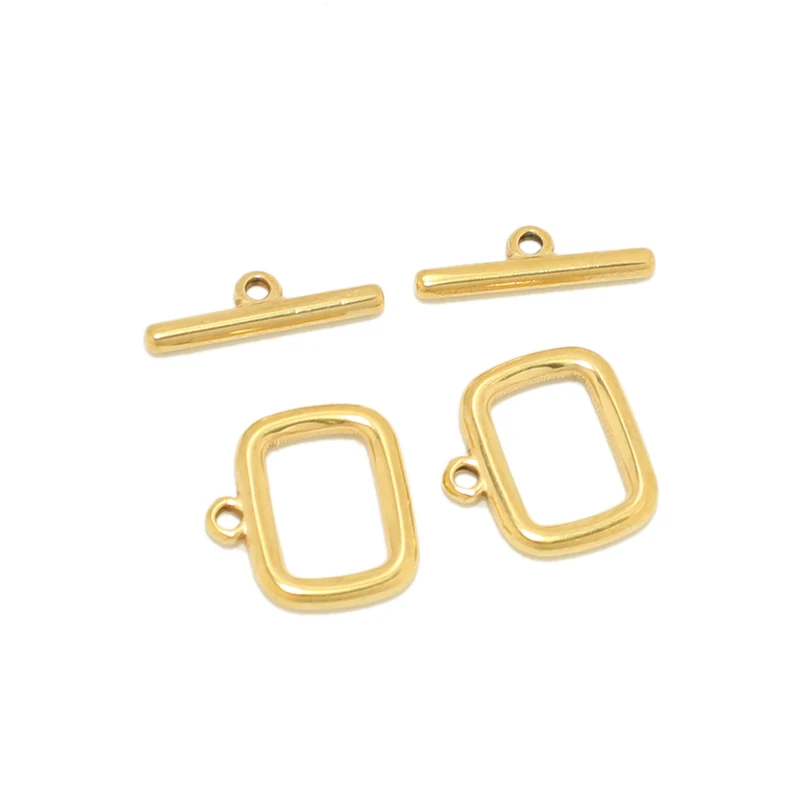 5 Sets 18k Gold 2mm Rectangular Toggle Clasps for Bracelet Connectors Necklace Making OT Hooks DIY Jewelry Findings Supplies