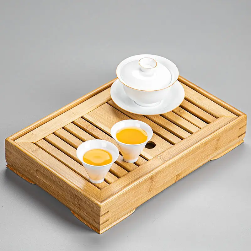 Bamboo Tray Top Grade Wooden Japanese Tea Tray With Drain Nanzhu Kungfu Simple Household New Gongfu Tea Set Board Rectangular