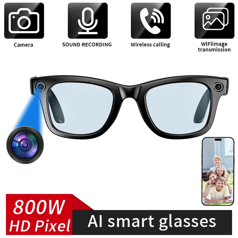 

LIGE 800W Pixel Camera AI Smart Glasses Intelligent Translation HD Photoshoot 270 mAh Battery IP65 Waterproof Smart AI Glasses
