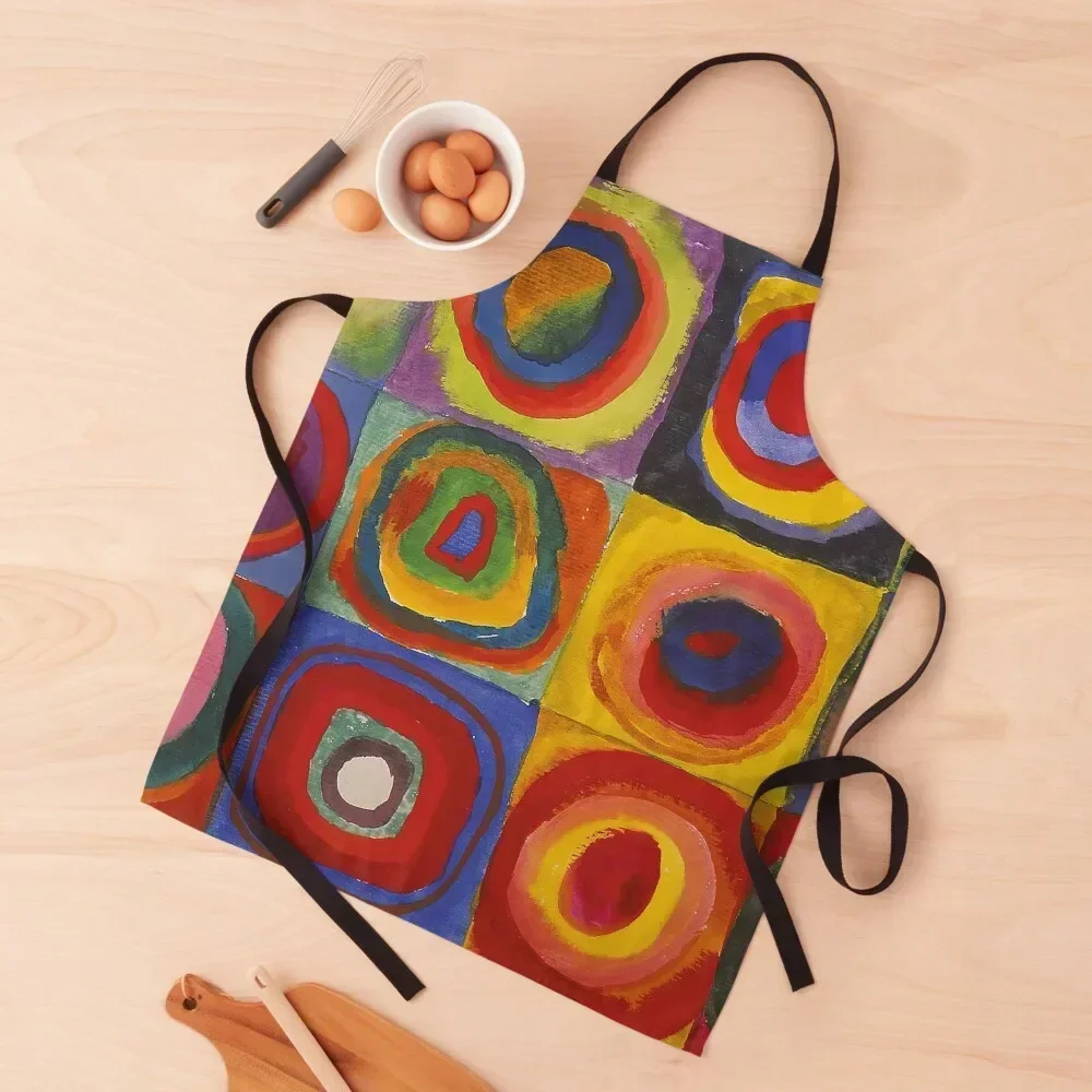 

Kandinsky Squares With Concentric Circles Apron Useful Things For Kitchen Women's Kitchen men's barbecue Hairdressing Apron