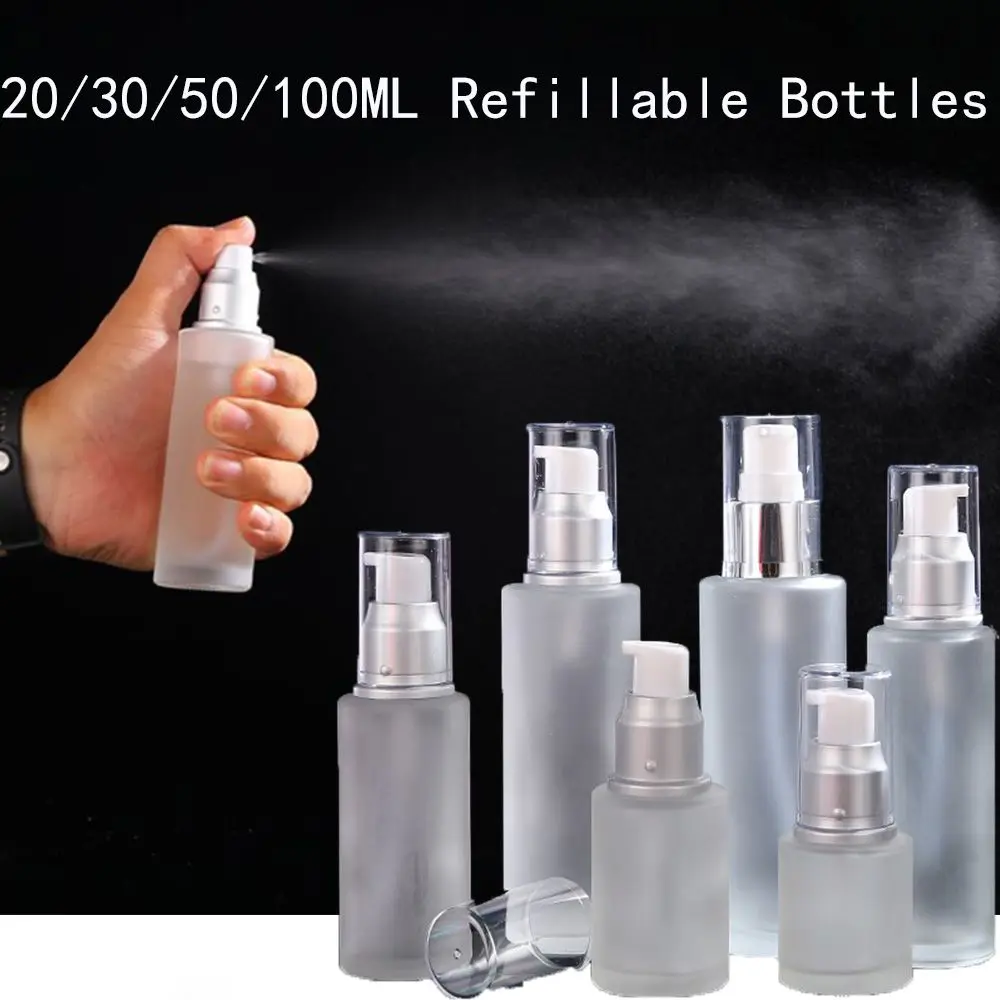 Transparent Glass Bottle Comestic Container Travel Frosted Perfume Spray Bottle Refillable Bottles Lotion