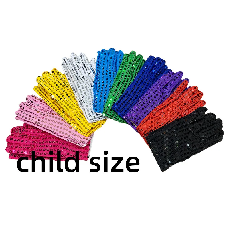 Sequin Gloves Shiny Stretchy Lycra Soft Breathable Unisex Child Adult Nightclub Dance Party Stage Performance Costume