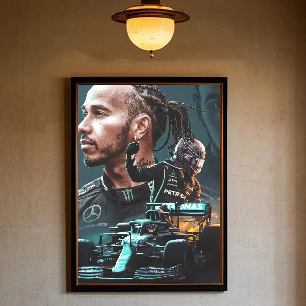 F1 Racing L-Lewis H-Hamilton ملصق HD قماش اللوحة غرفة المعيشة المنزلي غرفة نوم بار الديكور الجمالي #2
