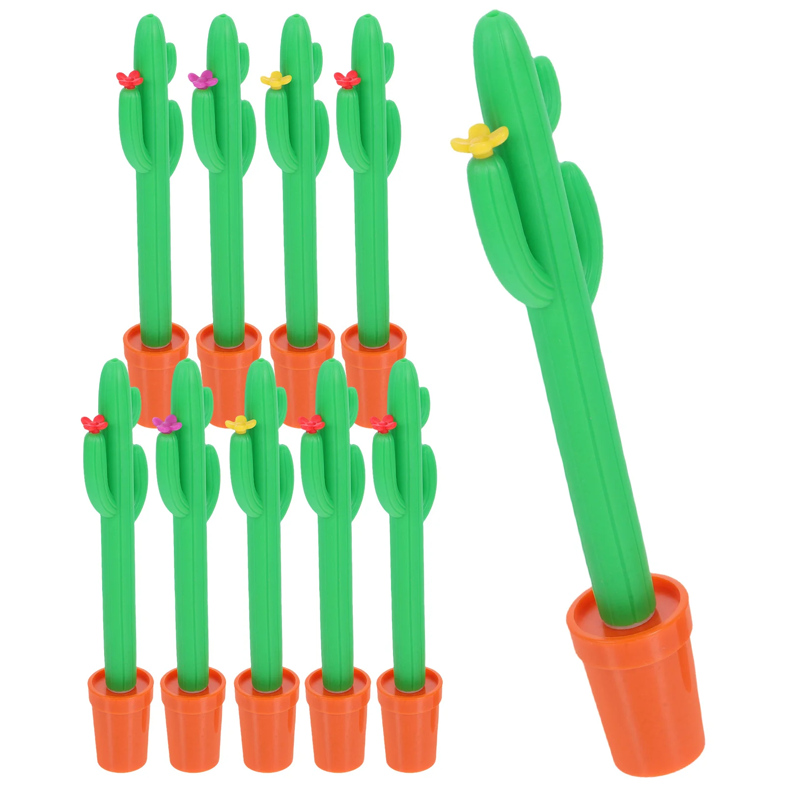 

10Pcs Cute Cactus Shaped Gel Ink Pens Green Novelty Writing Tools For School Home Office Desk Accessories