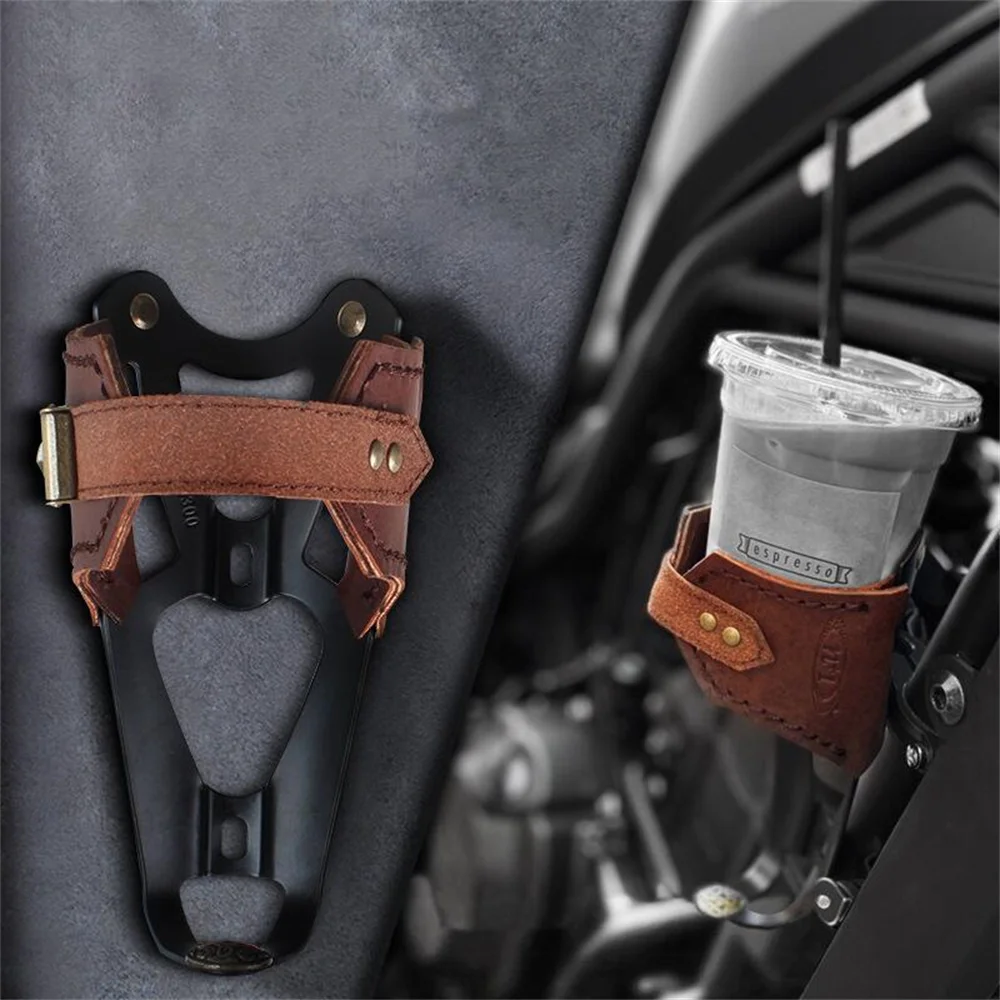 

Leather Water Bottle Cage Retro Drink Support Stand Universal Outdoor Sports Travel Bicycle Cup Holder Motorcycle Accessories