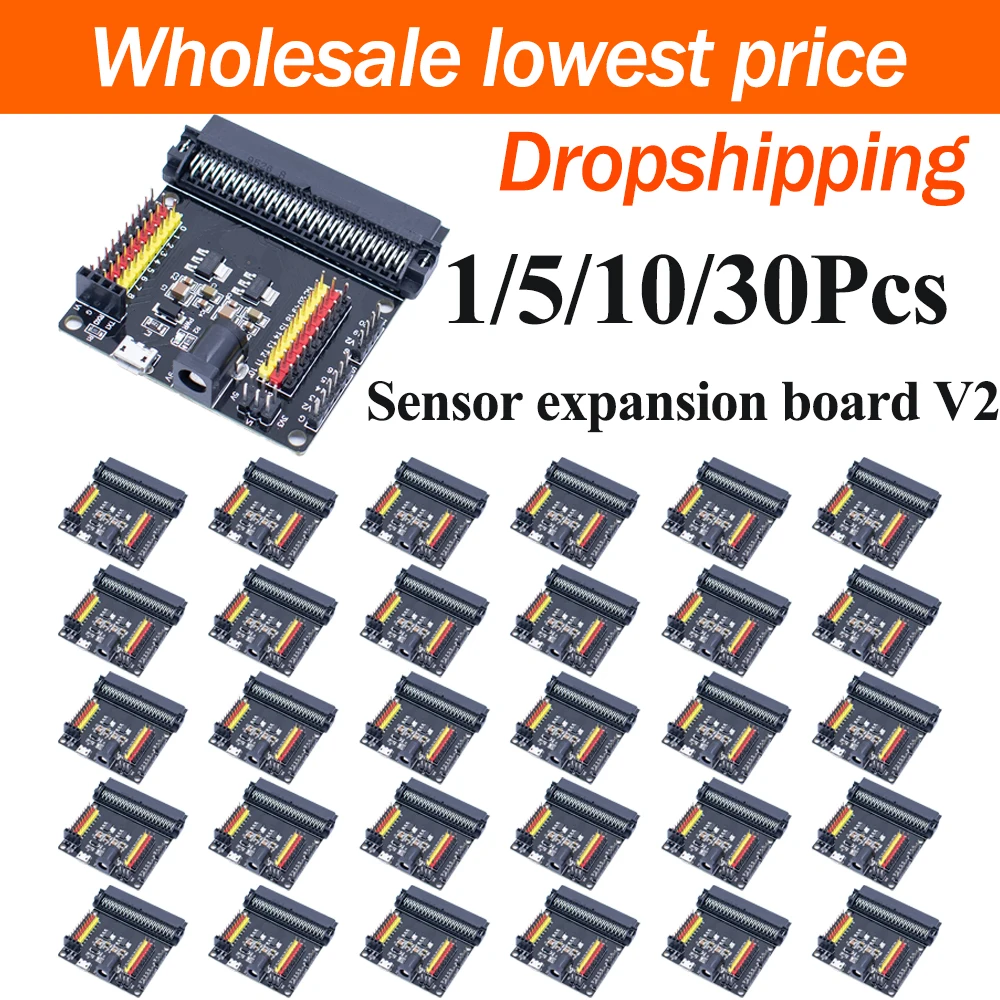 1~30Pcs Sensor Expansion Board V2 Compatible With 3.3V 5V Sensor Module Python Programming DIY Development Expansion Shield