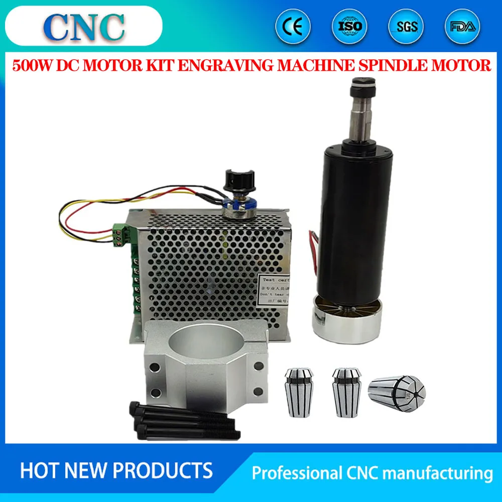 Air cooled 0.5 0.4 0.3 kW 12000 rpm CNC spindle motor kit ER11/ chuck 500 watt spindle motor+electric engraving speed regulator