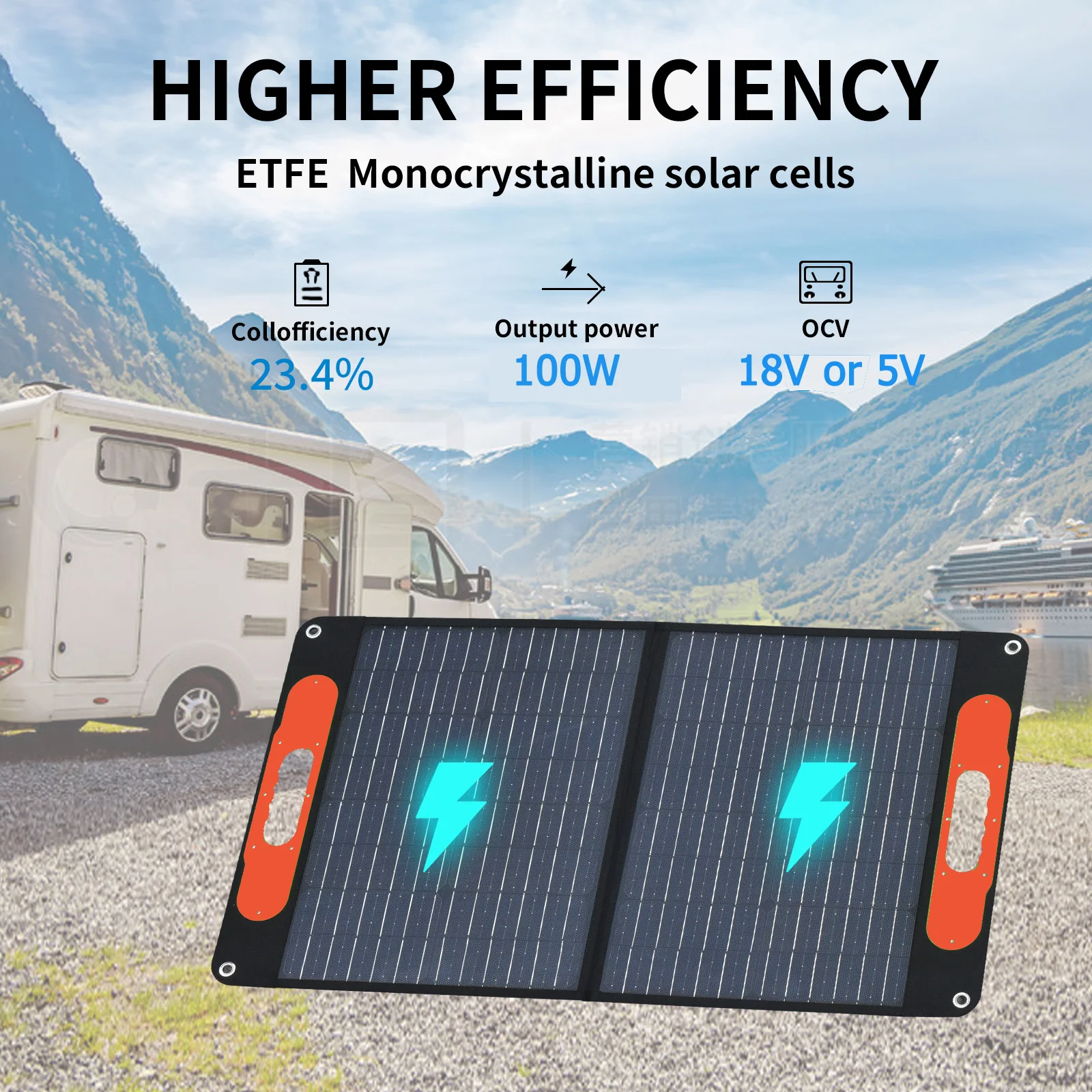 Opvouwbaar zonnepaneel 100W 160W 200W 18V Dubbele USB-lader ETFE Flexibel Opvouwbaar Kamperen Reizen Telefoon Ipad Draagbaar - Afbeelding 4