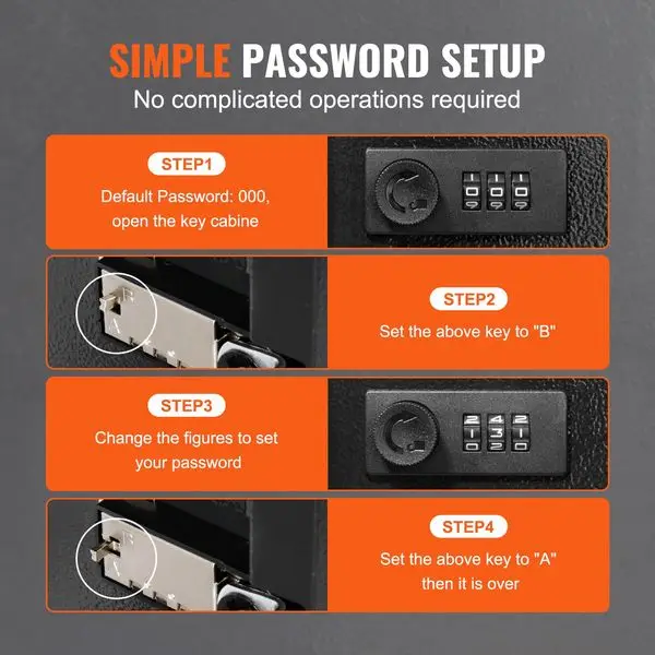 VEVOR 48-Key Cabinet, Key Safe with Combination & Key Lock, Digital Security Storage Box Steel Key Organizer with Adjustable