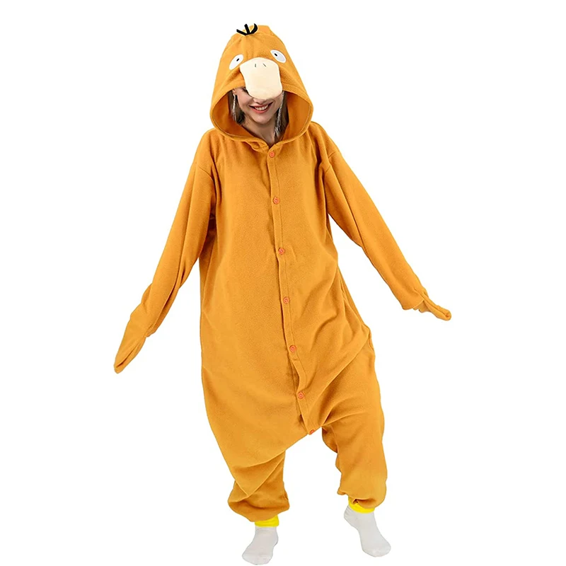 Pokemon Onesie Psyduck Cosplay Costume Pajamas Christmas Fleece Men One-Piece Anime Kigurumi Full Body Pijama New Year Gift