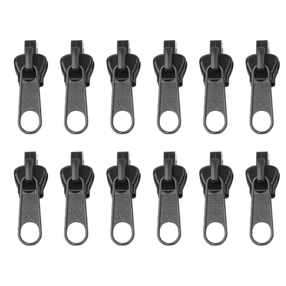 12PCS Black Zip Slider Replacement Removable Reusable Household Sewing Tools Accessories 3 Sizes For 3 4 5 8 8C And 10 Sized Zip