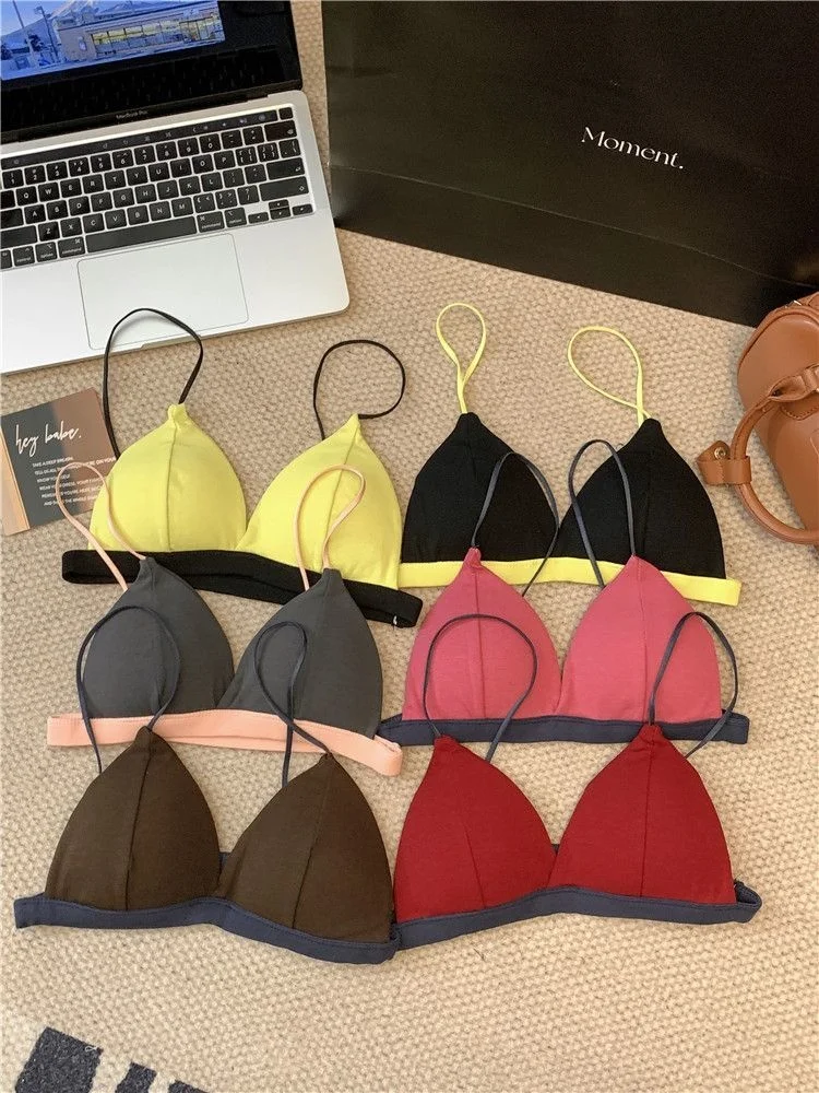 

Y2K Harajuku style retro contrasting triangle cup women's tank top summer sexy hot girl wearing bikini