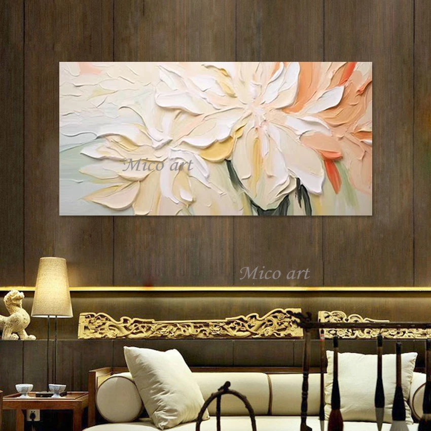 

Abstract Canvas Picture Wall White Thick Acrylic Knife Art Texture Oil Painting Dropshipping Frameless Home Decoration Objects