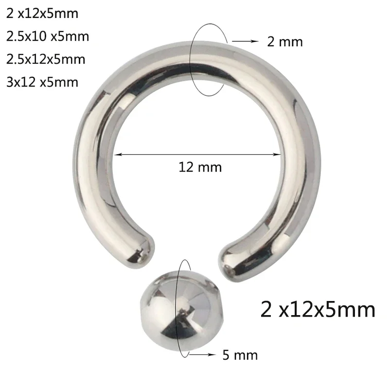 G23 Titanium Captive Bead Rings PIERC Nose Ring Large Size Earring BCR Hoop Rings Big Size 2-4mm Ring Piercing Body Jewelry