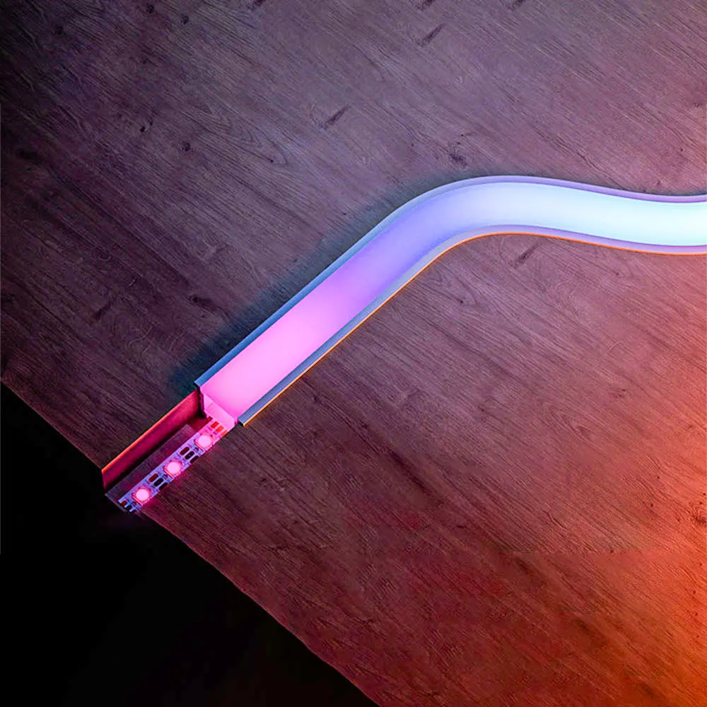 Embedded LED Neon Silicone Cover Strip Light Bendable Custom Length For Cabinet Bookshelf Ceiling Waterproof Soft Lighting Decor