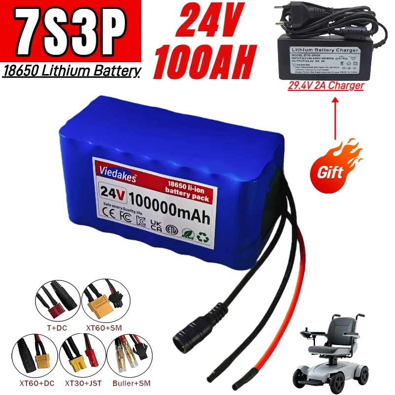 

24v 7s3p lithium battery 18650 배터리 케이스 with BMS, for Power Tools, Kids Ride-On Car, Lawn Mower, E-Scooter, Vacuum Cleaner