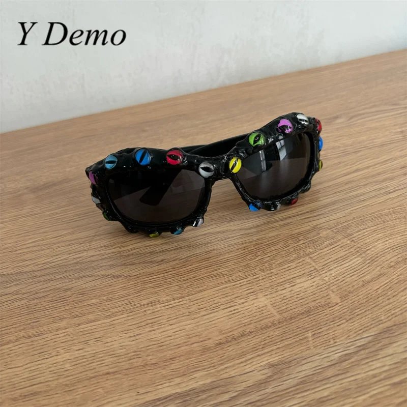 Y Demo Handmade Creepy Eyes Punk occhiali da sole decorativi in plastica Harajuku Cosplay Eyewear