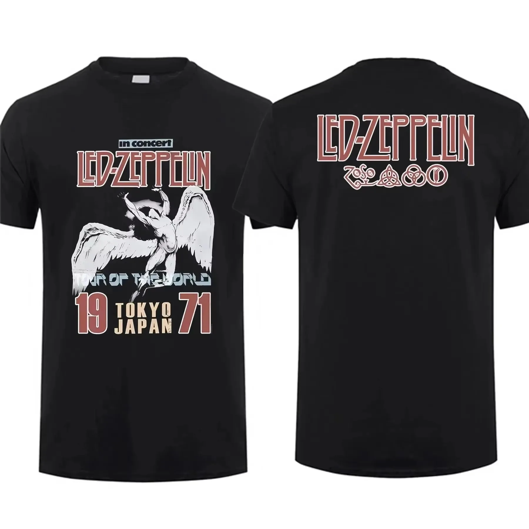 Hip Pop Harajuku T Shirt Vintage Rock Band Led Tour Mothership Zeppelin T Shirt Double-sided Casual Oversized T-shirt Unisex