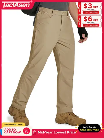 TACVASEN Mens Tactical Waterproof Work Fishing Straight Pants Lightweight Quick Dry Hiking Trousers Stretchy With Side Pockets