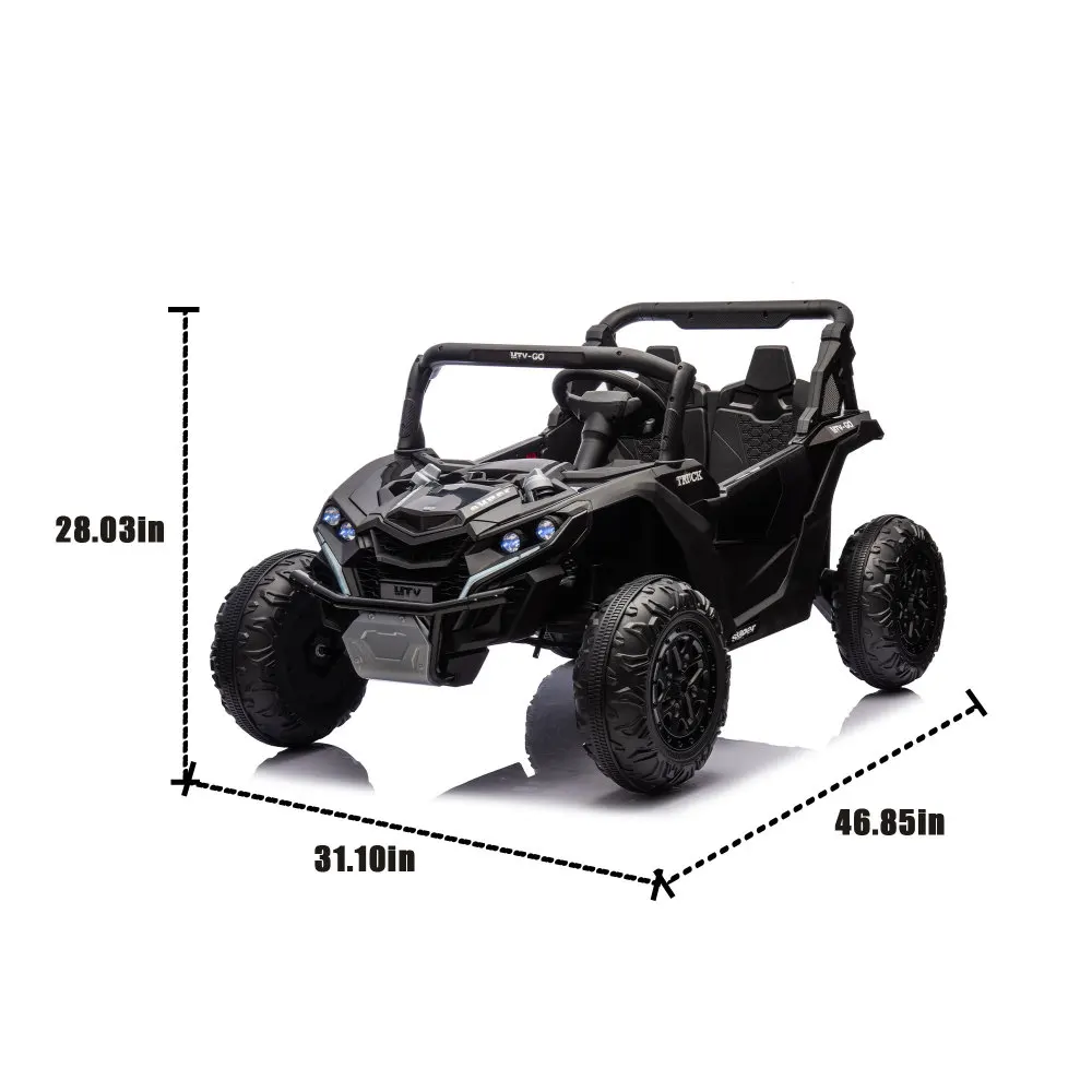 I bambini a due posti 24 V su UTV con telecomando per genitori, sospensione a quattro ruote, avvio lento, design con ruota grande, barra anticollisione