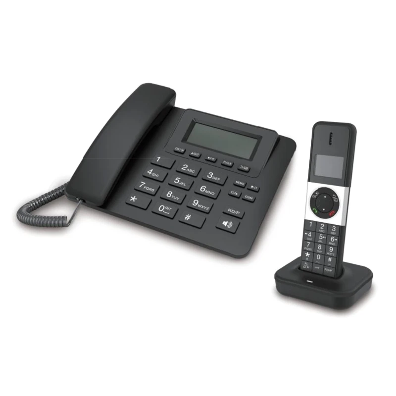 1 Set Desktop LCD Cordless Telephone with Answering Machine Fixed Landline Phone