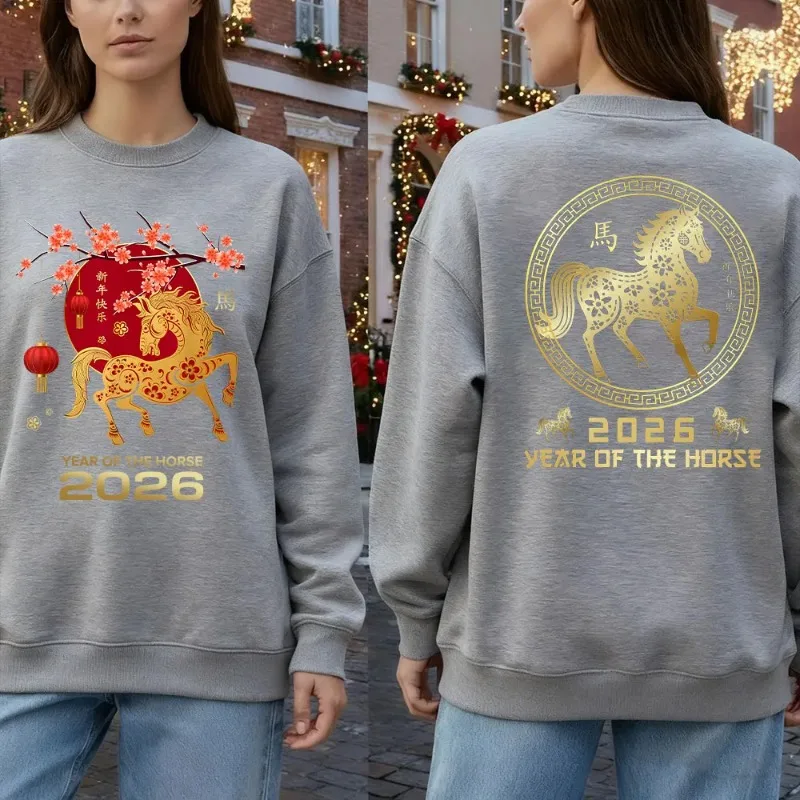 馬年スウェットシャツ 中国の干支占星術ジャンパー プルオーバー パーカー＆スウェットシャツの新作 長袖冬用パーカー ギフト