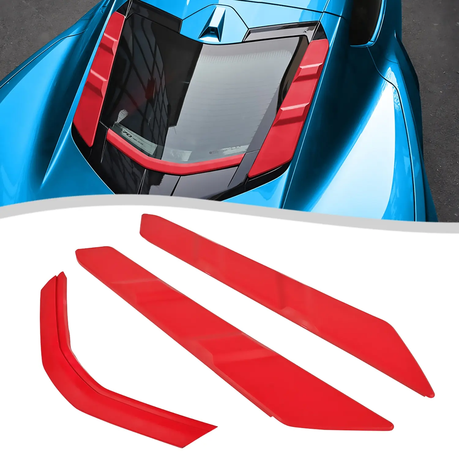 

3 шт. красные задние блоки сухого отсека, комплект защиты отсека двигателя для Chevrolet для Corvette C8 Coupe 2020 2021 2022 2023 2024