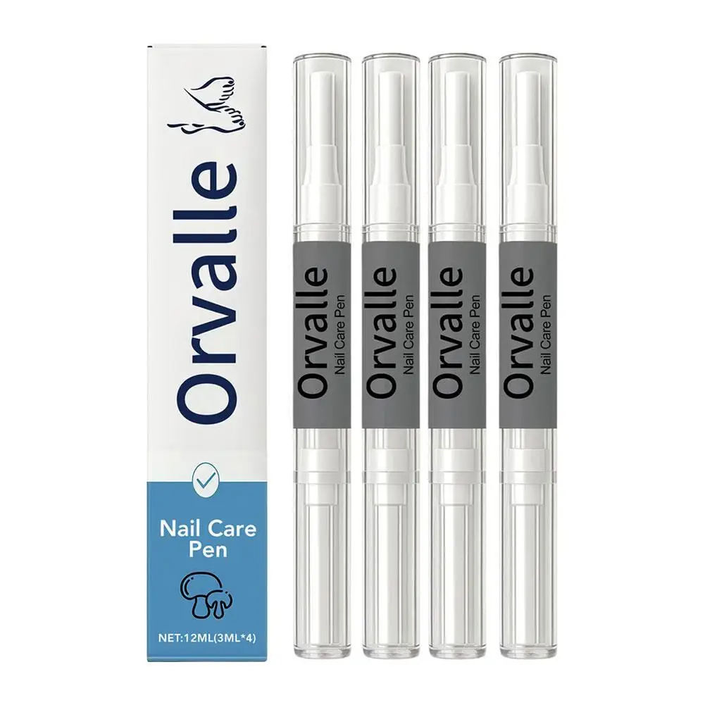 Orvalle Nail Care Pen 4Pcs 12ml - Lápiz Esencia Reparador y Fortalecedor de Uñas para Uñas Quebradizas y Agrietadas, Promueve el Crecimiento Saludable