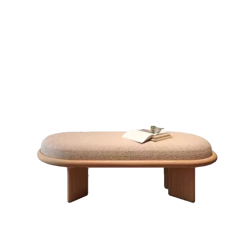 

Cream wind solid wood bench bedroom lamb wool bedside stool home shoe changing stool