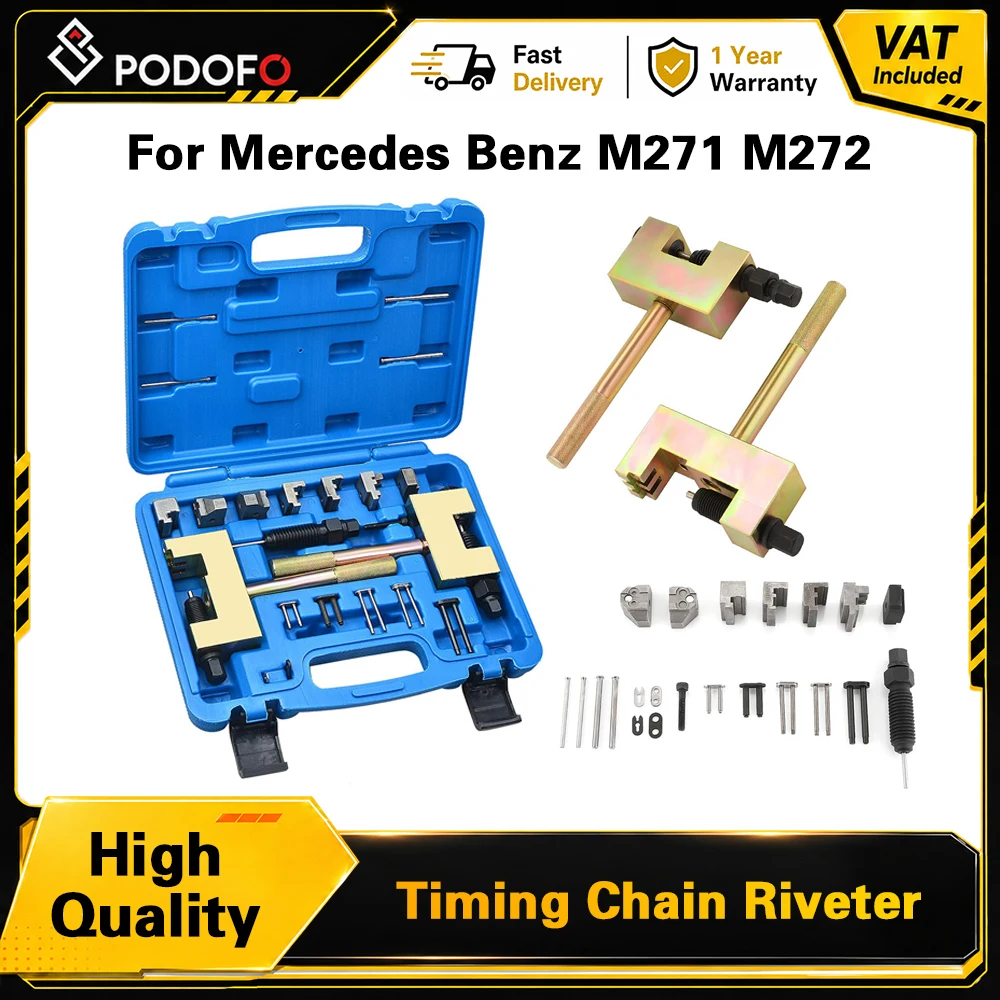 Kit De Herramientas Podofo Para La Instalación Y Extracción De Cadenas De Distribución De Motor, Para Mercedes Benz M271 M272, Herramienta De Remachado De Árbol De Levas Y Rompecadenas. — -80%, 159.98€ Coupon, from 39.99€ – 80% descuento – €39.99