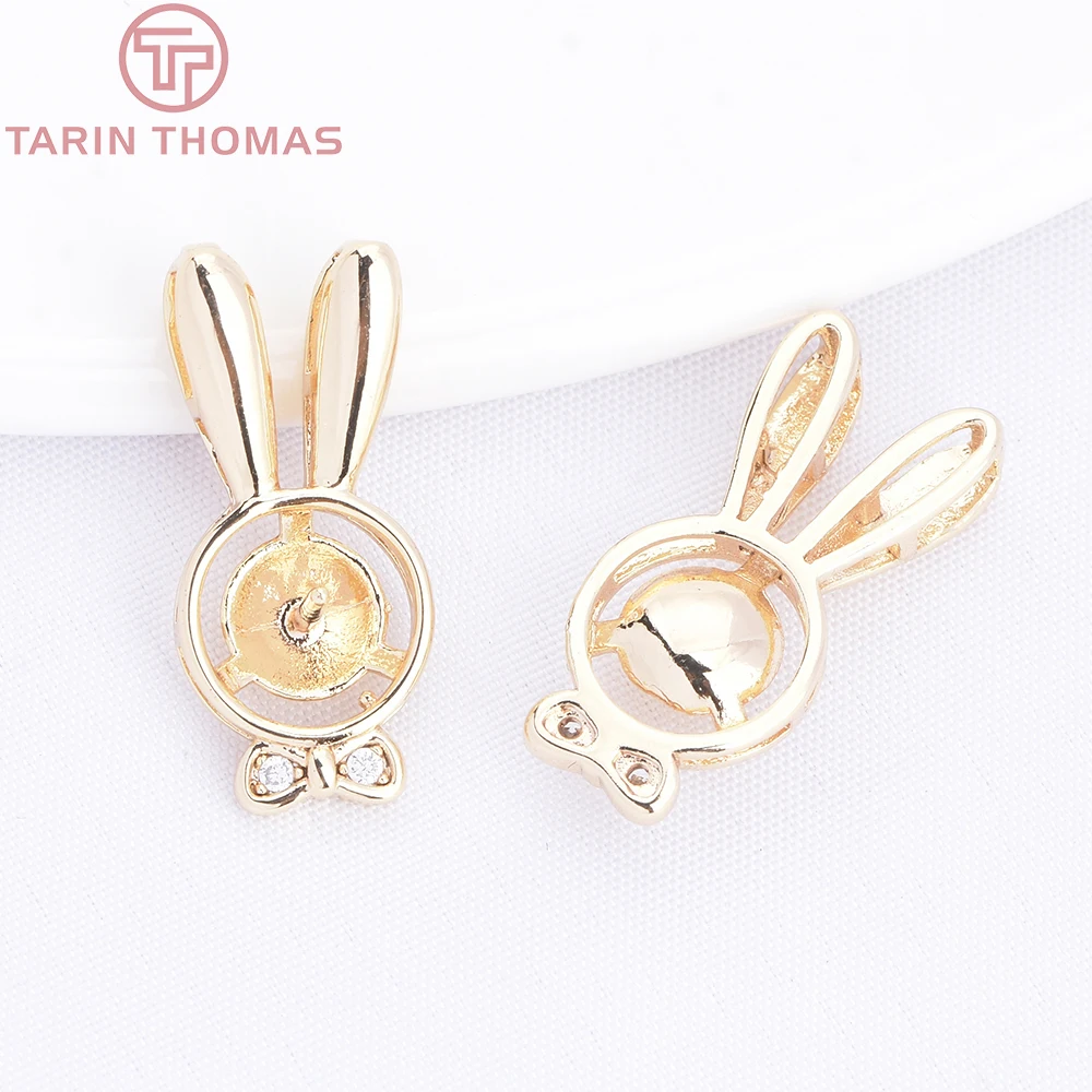 

(10508) 6PCS 8.5x19MM 18K Gold Color Brass Rabbit Shaped Pendants High Quality DIY Jewelry Making Findings Accessories