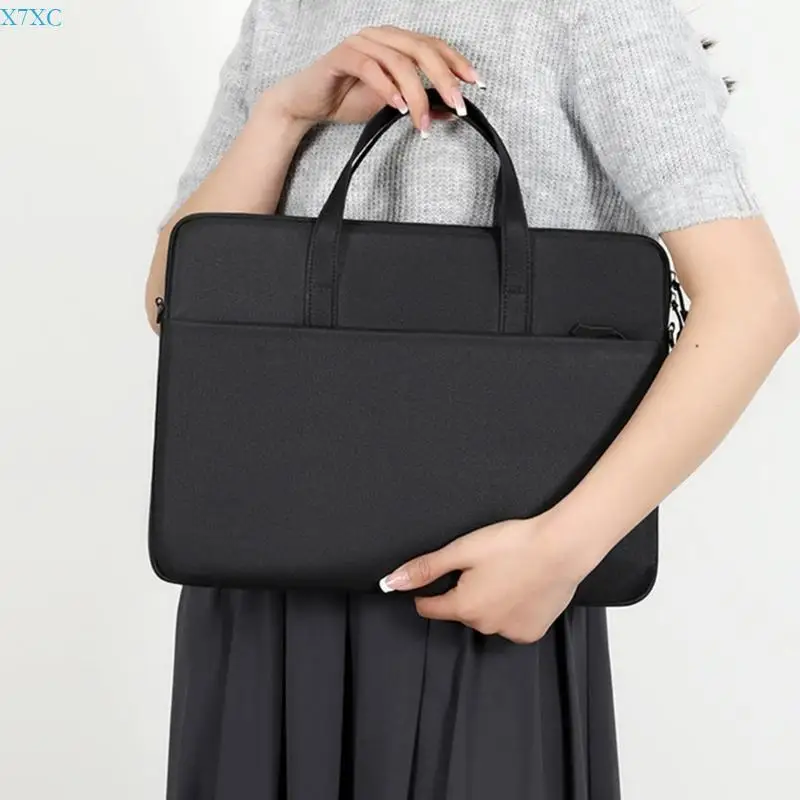 X7xc Laptophülle 13/14/15 Zoll Notebook -Tasche mit plüschiger Innenausstattung und abnehmbarem Riemen