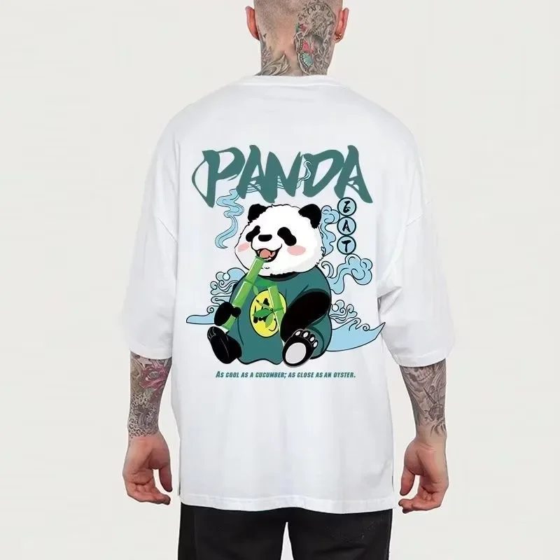 M-8XL Men Oversized T-shirt Korean Casual Loose Style Chinese Style Panda Print T-shirt Suitable for Both Men and Women image 5