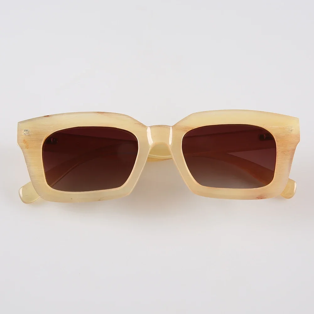 Women Sunglasses Man Polarized Big Large Thick Square Rectangle Butterfly Handmade Jelly Honey Horn Glasses Vintage Sunglass Men