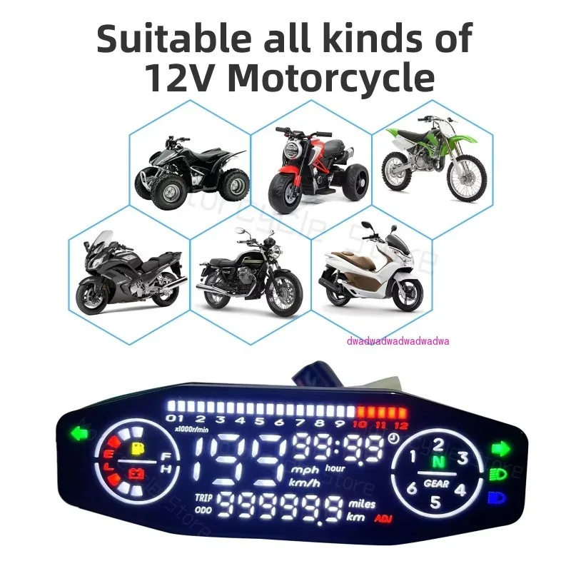 New Universal Motorcycle Speedometer Moto Dashboard Oil Gauge Tachometer Odometer Digital Meters Sensor Set For Russian KR200