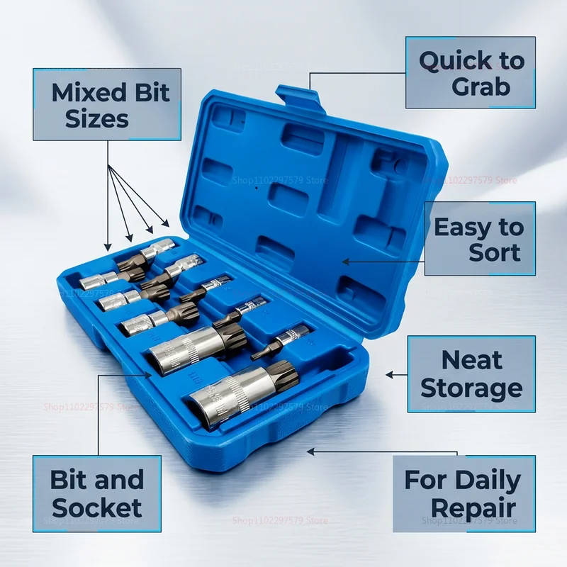 M4 M18 Professional 10 Pcs Triple Square Spline Bit Socket Set Auto Repair Tamper Proof Press Batch Sleeve Tool
