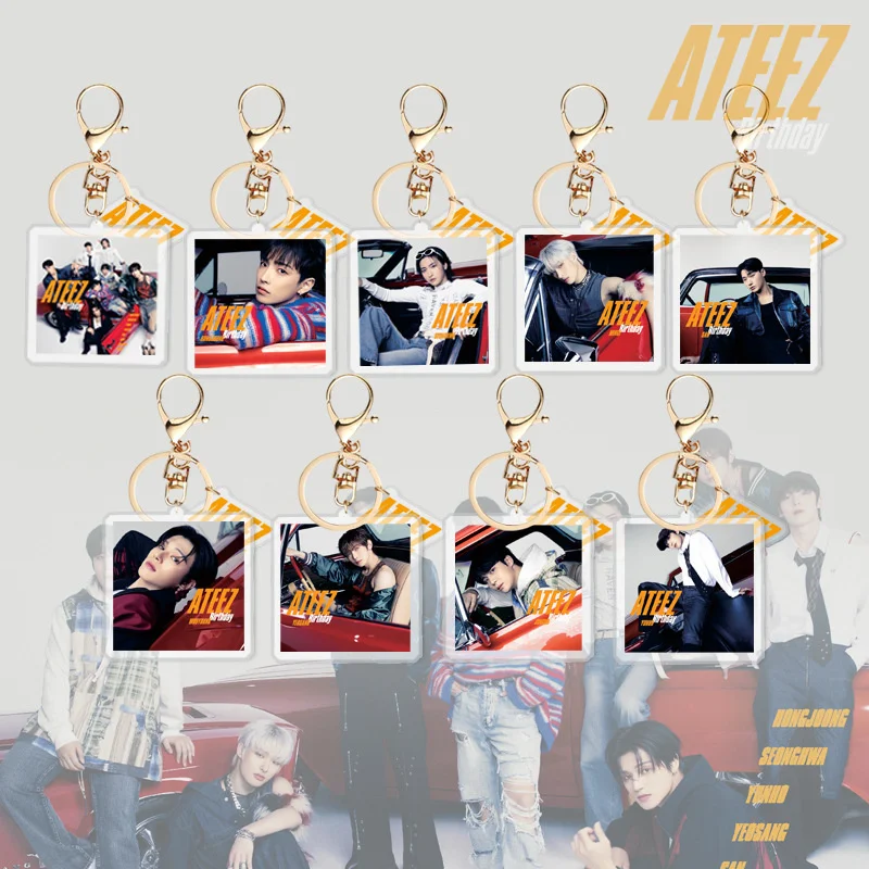 ATEEZ Keychain Birthday Albums ANITEEZ Key Chain Hongjoong Seonghwa Yunho Yeosang San Keyring Pendant Accessories Fans Gift