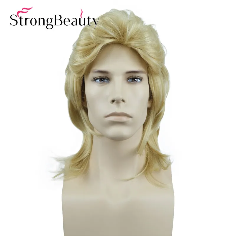 StrongBeauty Mullet Wigs for Men 70s 80s Costumes Mens Fancy Rock Party Cosplay Hair Wavy Wig