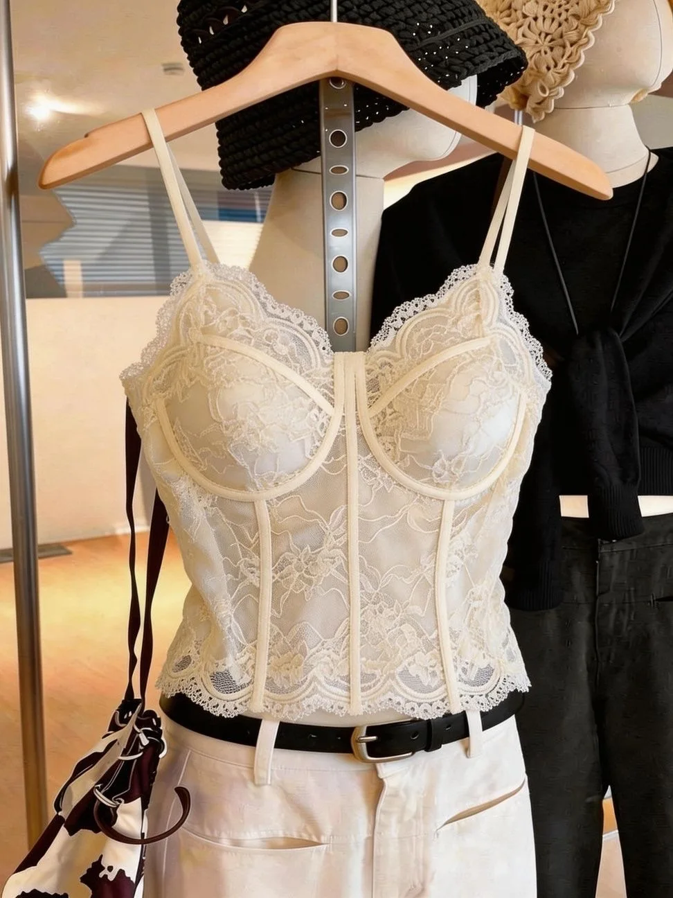 Pink Lace Strap Bralette Tank Top Sexy Pure Desire Innerwear Outerwear Sleeveless Unique Beautiful Super Good Looking Top
