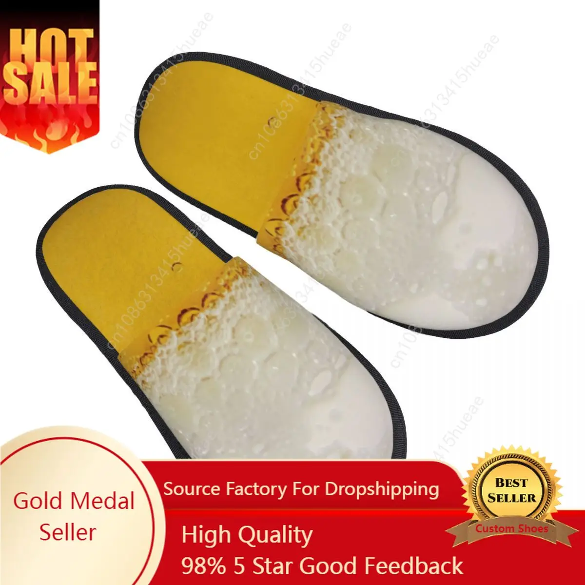 

Custom Funny Beer Design House Slippers Women Soft Memory Foam Shoes Cozy Warm Anti-Skid Slipper