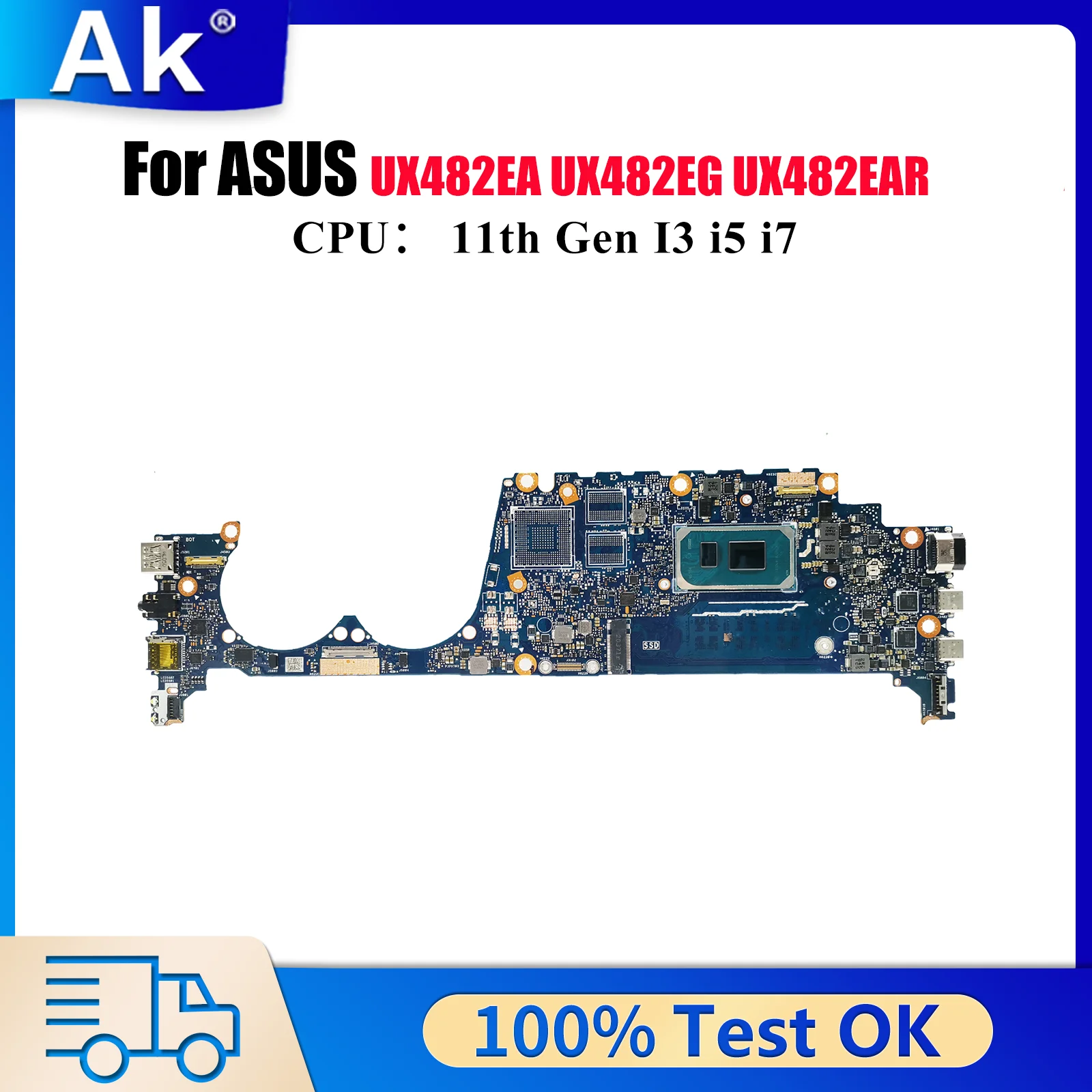 

UX482EA Laptop Motherboard For ASUS UX482EG UX482E UX482EA UX482EAR BE482E UX482EGR BX482E UX4100E Mainboard 11th Gen I3 i5 i7 U