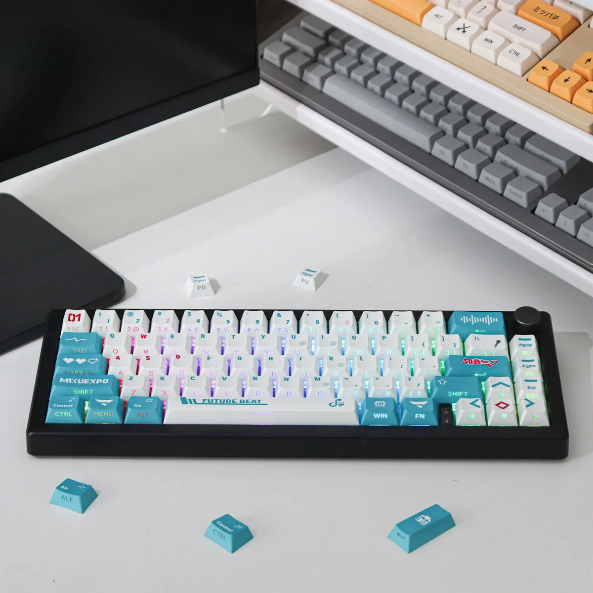 Side Light-transmitting Two-dimensional Keycap PBT Thermal Sublimation 130 Keys Original Wooting Mechanical Keyboard