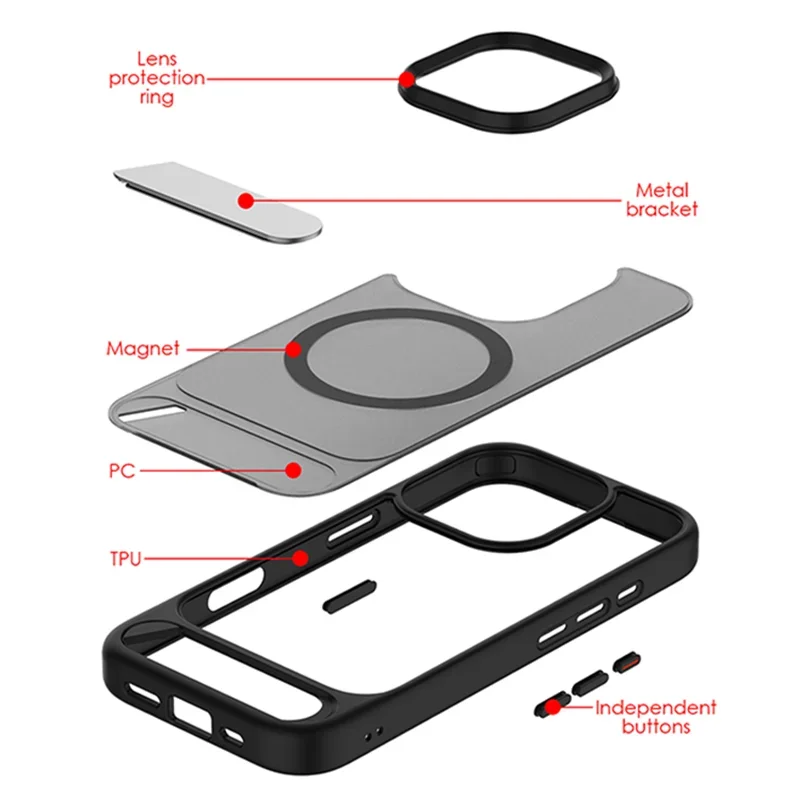 Etui na telefon YpmCxMetal Bracket Magsafe do Iphone17promax 16 15 Pro 14 13 Simple Senior Frosted Bezprzewodowe Ładowanie Twarda Obudowa PC